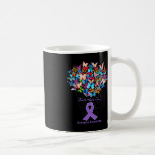 Butterfly Purple Ribbon Sunflower Overdose Awarene Coffee Mug