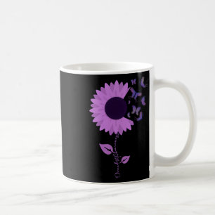 Butterfly Purple Ribbon Sunflower Overdose Awarene Coffee Mug