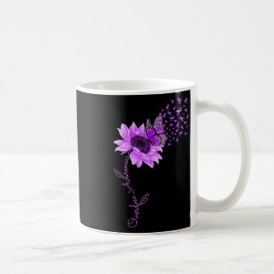 Butterfly Purple Ribbon Sunflower Overdose Awarene Coffee Mug
