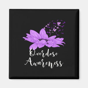 Butterfly Purple Ribbon Sunflower Overdose Awarene Magnet