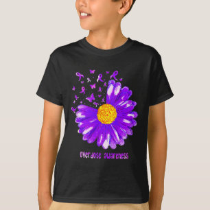 Butterfly Purple Ribbon Sunflower Overdose Awarene T-Shirt