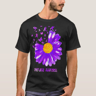 Butterfly Purple Ribbon Sunflower Overdose Awarene T-Shirt