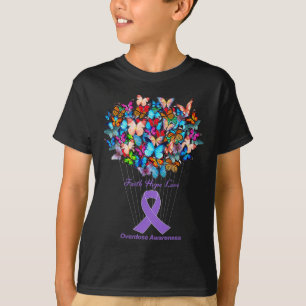Butterfly Purple Ribbon Sunflower Overdose Awarene T-Shirt