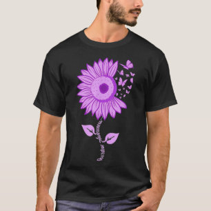 Butterfly Purple Ribbon Sunflower Overdose Awarene T-Shirt