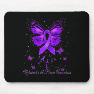 Butterfly Purple Ribbon Warrior Heimerheimer Brain Mouse Mat