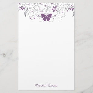 Butterfly Purple Whimsy Personalised Stationery