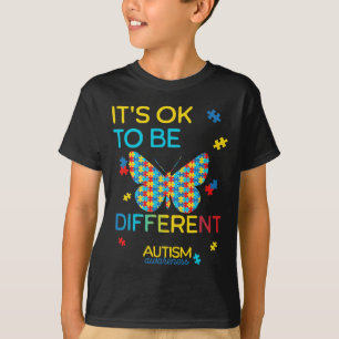 Butterfly Puzzle Its Ok To Be Different Autism Awa T-Shirt