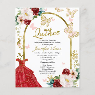 Butterfly Quince Bilingual Budget Invitations