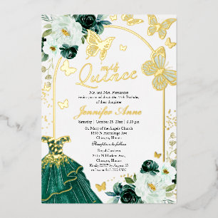 Butterfly Quince Emerald Green Dress Gold