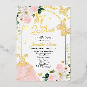 Butterfly Quince Invitations Blush Floral Dress 