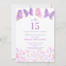 Butterfly Quinceanera 15th Birthday Invitationn