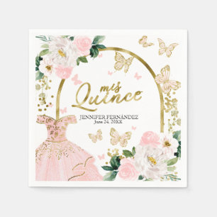 Butterfly Quinceanera Napkins Floral Dress