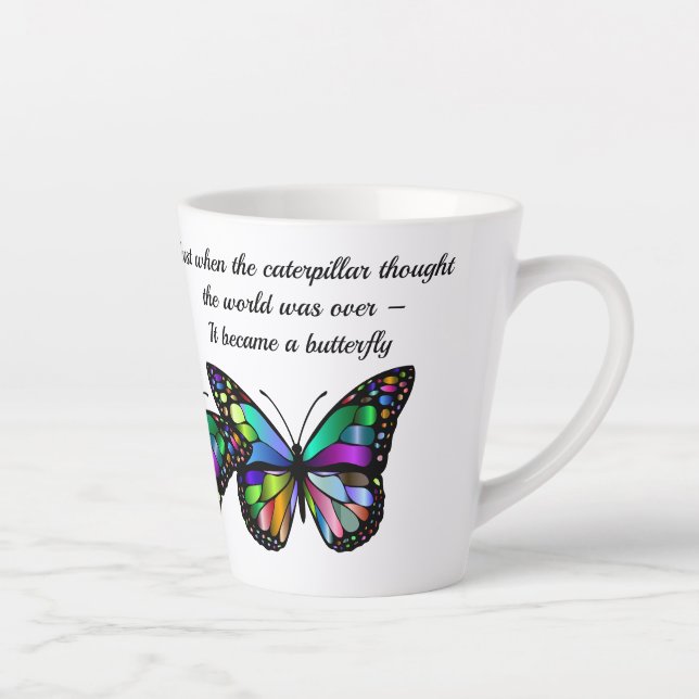 Butterfly Quote Inspirational Motivational Latte Mug (Right)
