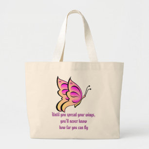 Butterfly Quote Large Tote Bag