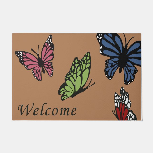 Butterfly Rainbow Doormat,Housewarming Gift,Spring Doormat (Front)