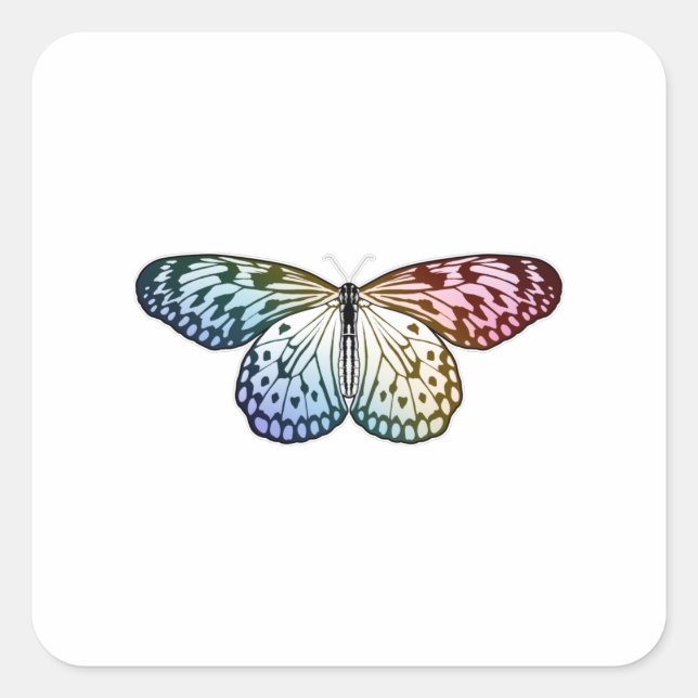 Butterfly Rainbow Square Sticker (Front)