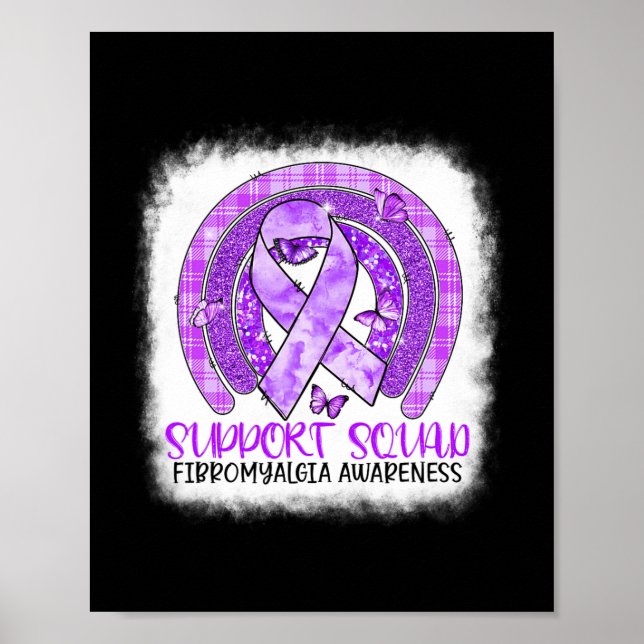 Butterfly Rainbow Support Squad Fibromyalgia Aware Poster (Front)
