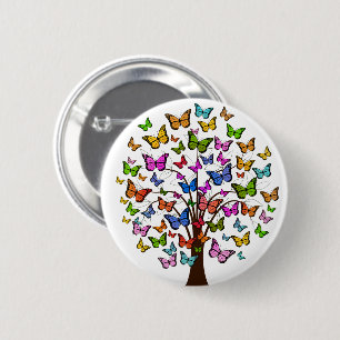 Butterfly Rainbow Tree 6 Cm Round Badge