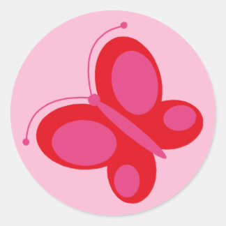 Butterfly [red + pink] classic round sticker