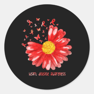 Butterfly Red Ribbon Heart Disease Awareness Classic Round Sticker