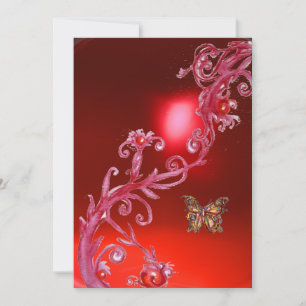 BUTTERFLY RED RUBY bright pink Invitation