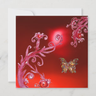 BUTTERFLY RED RUBY bright pink, Invitation
