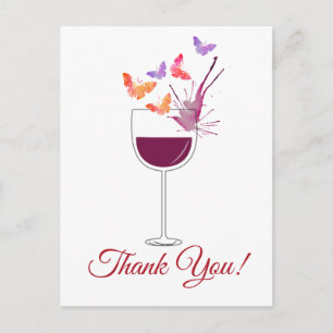 butterfly, red wine, thank you card