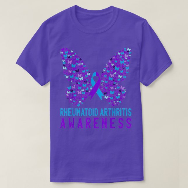 Butterfly Rheumatoid Arthritis Awareness RA Ribbon T-Shirt (Design Front)