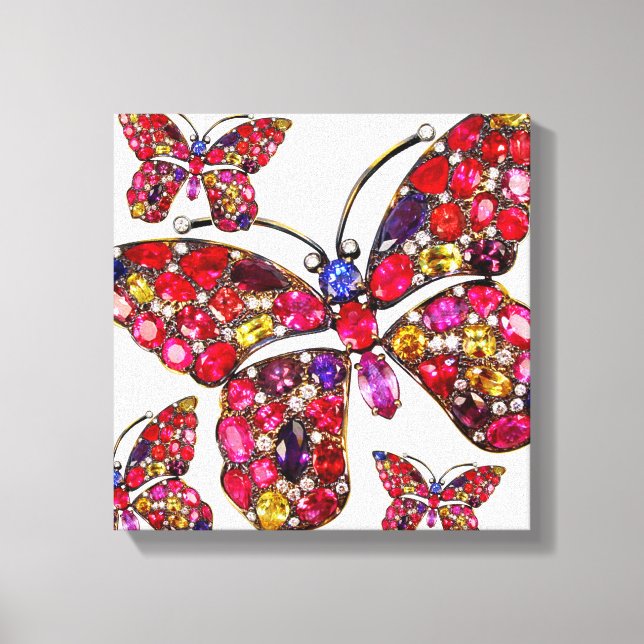 Butterfly Rhinestones Vintage Costume Jewellery Ar Canvas Print (Front)