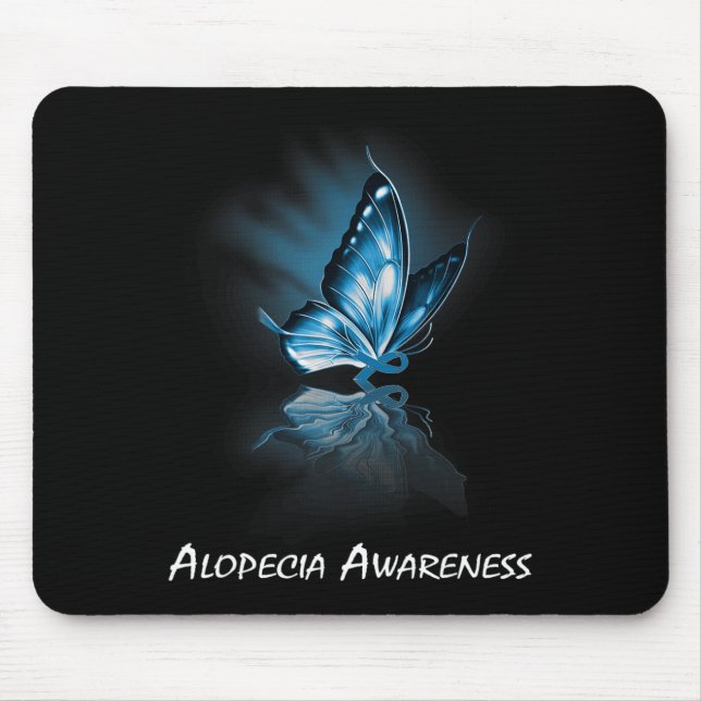 Butterfly Ribbon Alopecia Awareness  Mouse Mat (Front)