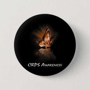 Butterfly Ribbon Crps Awareness 6 Cm Round Badge