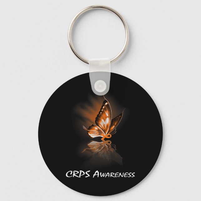 Butterfly Ribbon CRPS Awareness  Key Ring (Front)