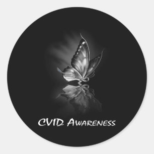 Butterfly Ribbon CVID Awareness Sweatshirt182 Classic Round Sticker