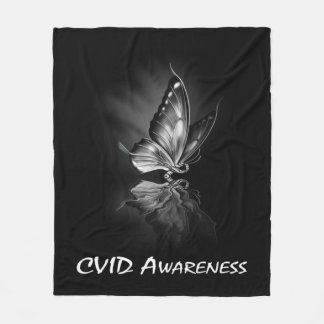 Butterfly Ribbon CVID Awareness Sweatshirt182 Fleece Blanket