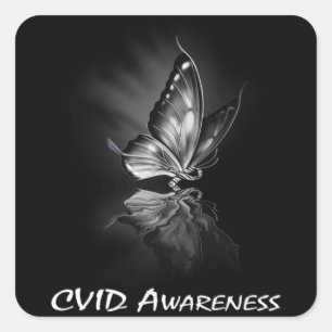 Butterfly Ribbon CVID Awareness Sweatshirt182 Square Sticker
