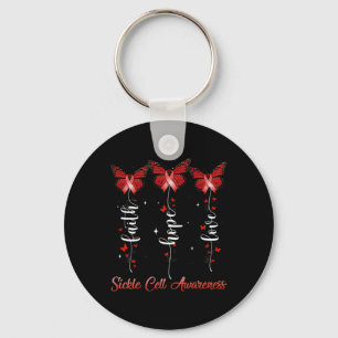 Butterfly Ribbon Faith Hope Love Sickle Cell Aware Key Ring