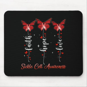 Butterfly Ribbon Faith Hope Love Sickle Cell Aware Mouse Mat