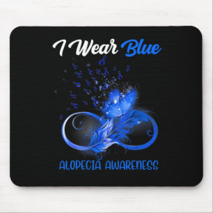 Butterfly Ribbon Feather Alopecia Awareness Mouse Mat