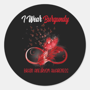 Butterfly Ribbon Feather Brain Aneurysm Awareness Classic Round Sticker