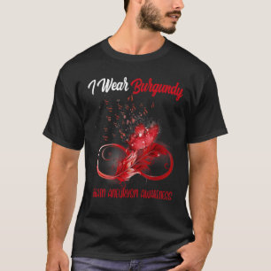 Butterfly Ribbon Feather Brain Aneurysm Awareness T-Shirt