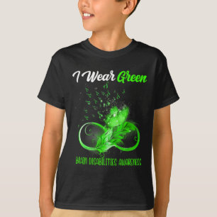 Butterfly Ribbon Feather Brain Disabilities Awaren T-Shirt