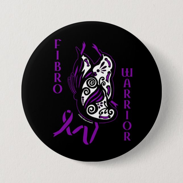 Butterfly/Ribbon...Fibro 7.5 Cm Round Badge (Front)