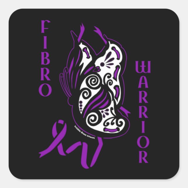 Butterfly/Ribbon...Fibro Square Sticker (Front)