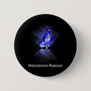 Butterfly Ribbon Hydrocephalus Awareness 6 Cm Round Badge