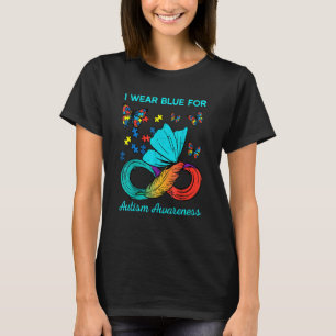 Butterfly Ribbon In April We Wear Blue Autism Awar T-Shirt