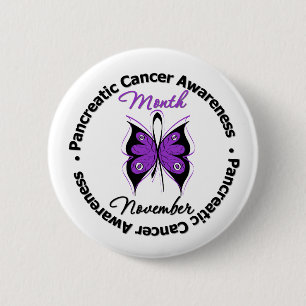 Butterfly Ribbon - Pancreatic Cancer Month 6 Cm Round Badge