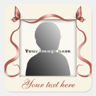 Butterfly Ribbon Photo Square Sticker