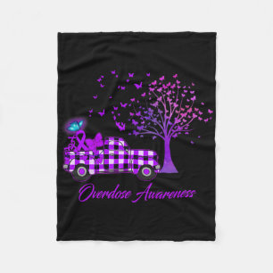 Butterfly Ribbon Purple Overdose Awareness Fleece Blanket
