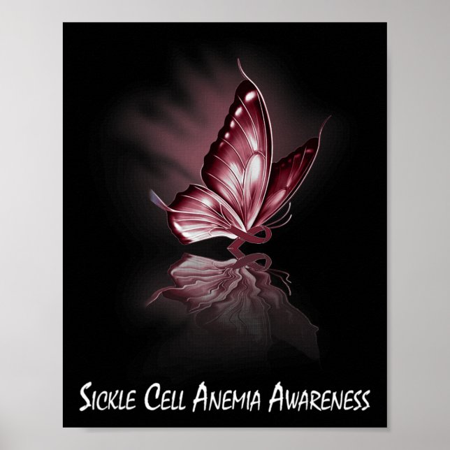 Butterfly Ribbon Sickle Cell Anaemia Awareness  Poster (Front)