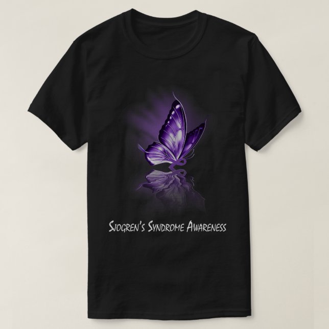Butterfly Ribbon Sjogren's Syndrome Awareness T-Shirt (Design Front)
